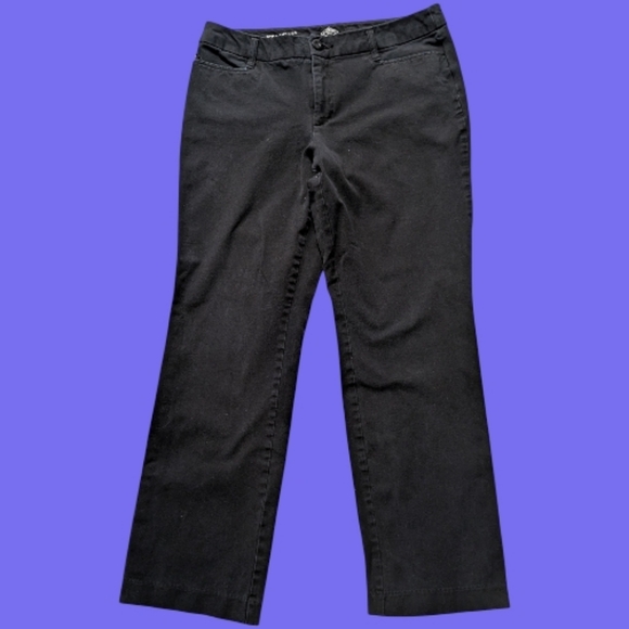 St. John's Bay Pants - VCUG St Johns Bay Black Straight-Leg Pants Size 12 Cotton Spandex Blend